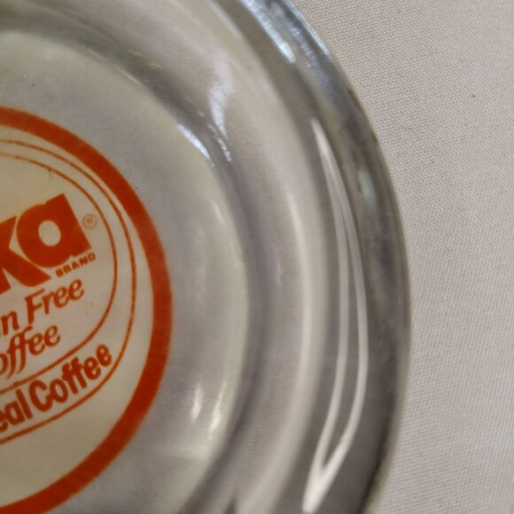 Vintage Sanka Ashtrays Glass 4 Inch Round Lot of 2 Different Advertising Labels - Picture 9 of 16